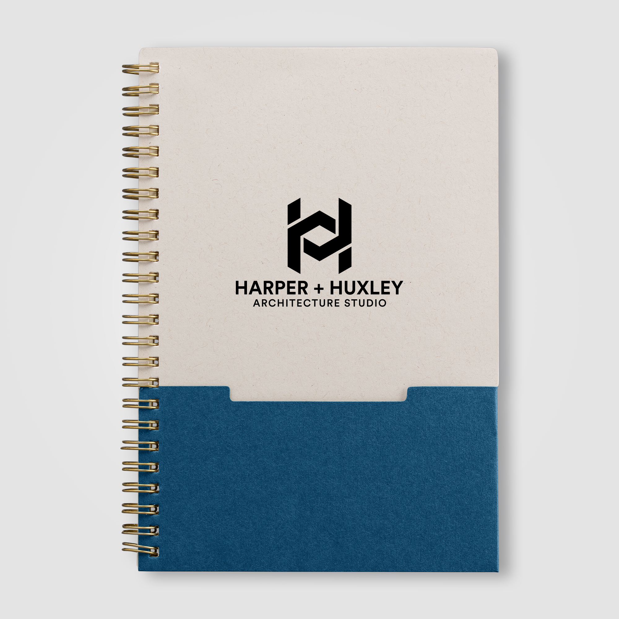 Carnet A5 à spirales en coton recyclé personnalisable Lino Bleu marine